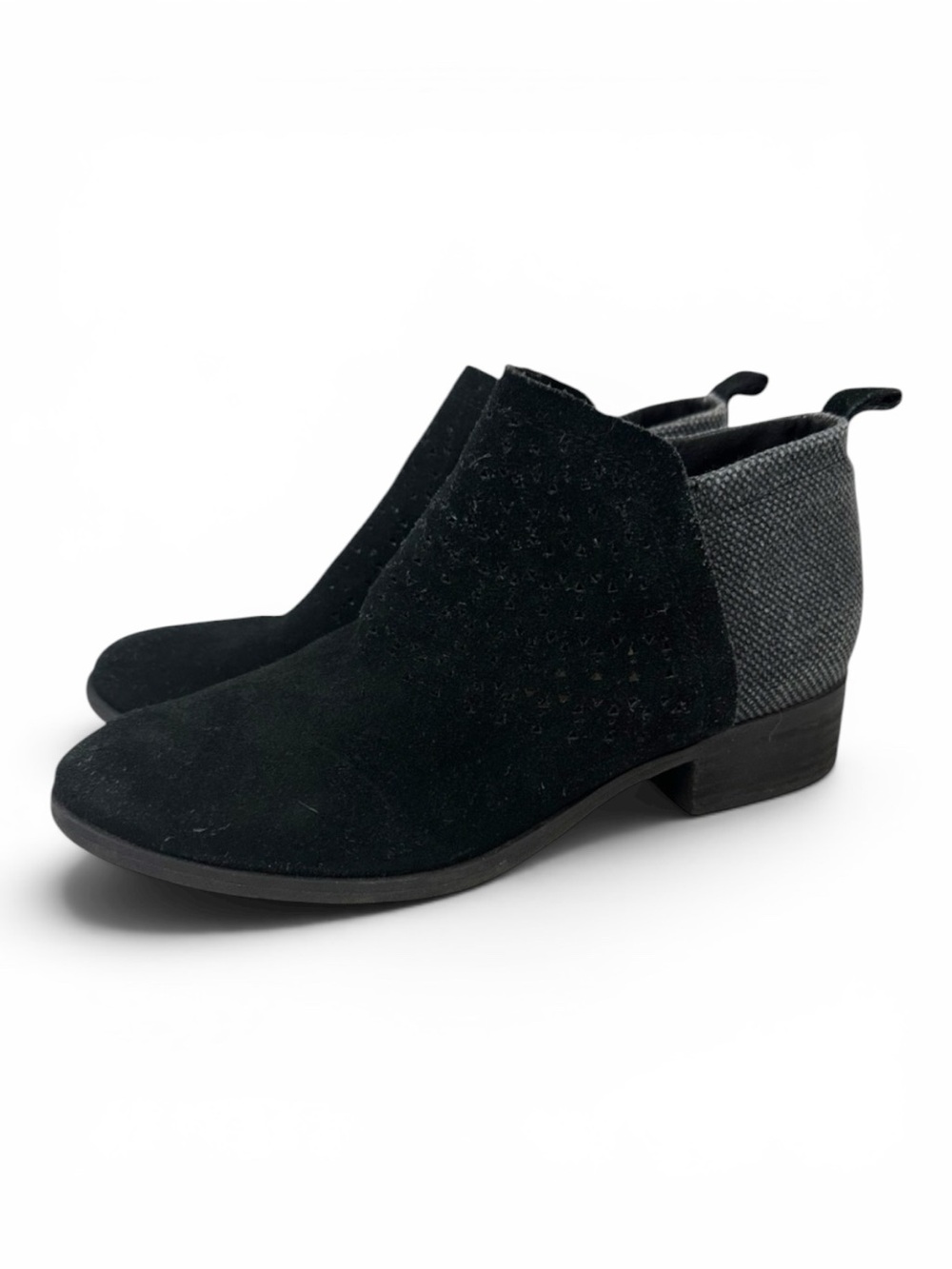 Toms Deia Black Suede Side Zipper Bootie 7.5